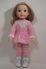 PINK Snowflake Top w/Leggings Doll Clothes For Wellie Wisher Wishers 14" Debs 