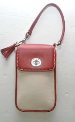 Rare Vintage Coach Turn-lock White & Red Leather Smartphone