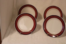 Homer Laughlin  Lot of 4 Burgundy & Purple Rimmed 7 inch Plates, Restaurantware