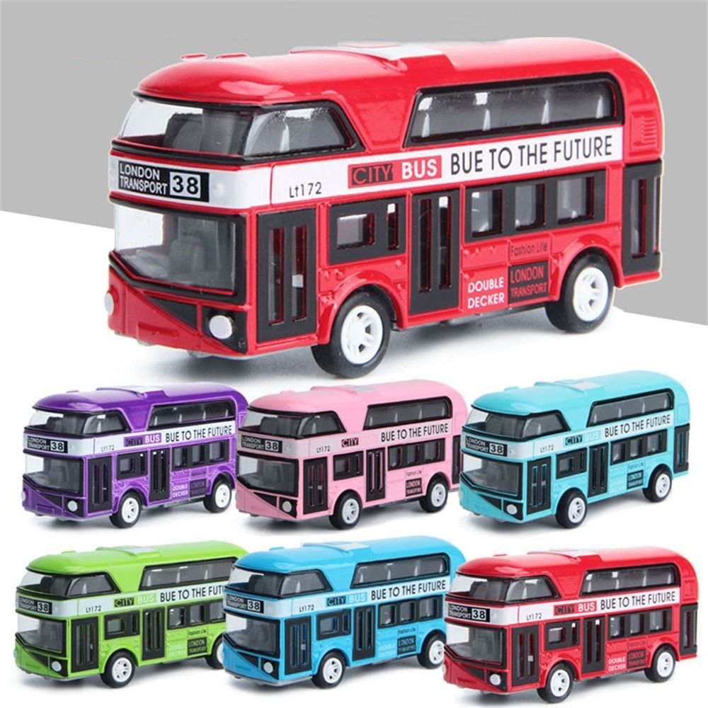 1:43 London Double Decker Bus Car Model Diecast Toy Vehicle Pull Back Kids Toy