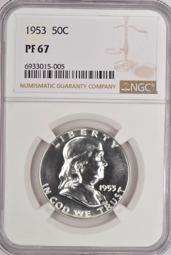 1953 Franklin Half Dollar Proof NGC PF 67 PR67 Gem Coin 50C