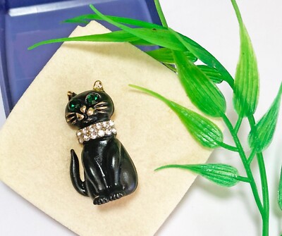 Süße kleine schwarze Katze Brosche