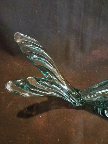 Pesce verde soffiato a mano, 11"" L x 5"" T, alcune bolle - Foto 8 di 8