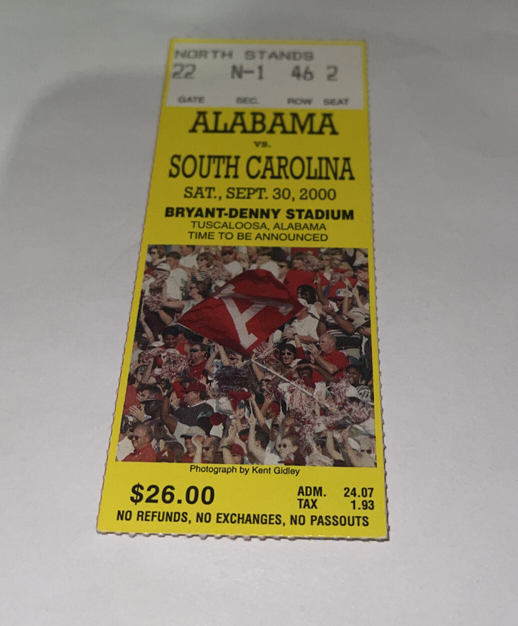 Alabama Football Vs South Carolina game Day ticket Stub. 2000. | eBay