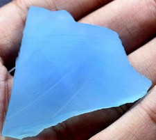 Untreated 69.05 Ct Natural Chalcedony Deep - Blue Translucent Superb Rough Slab