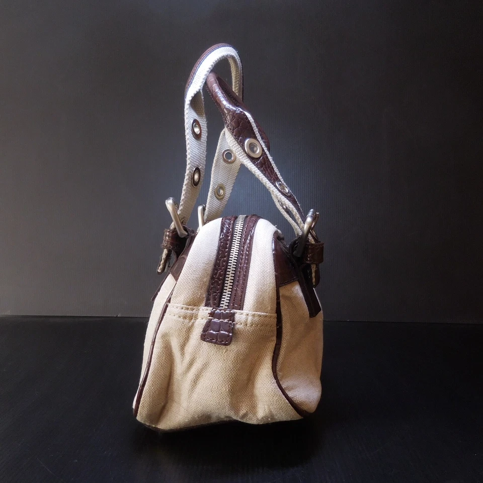 N9368 Handbag United Colors Of Benetton Brown Beige Leather Fashion Women - Image 3 of 4