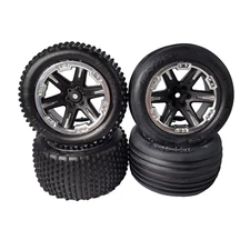 Fits Traxxas Rustler XL-5 2wd Alias Tires & Black Satin 12mm Rxt Wheels / VXL