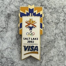 VISA 2002 Salt Lake Winter Olympics Enamel Lapel Pin Snowflake Vintage