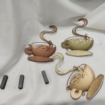 Coffee Cup Mug Latte Java Mocha Metal Wall Art Home Decor with magnets/Lot  of 3 | eBay