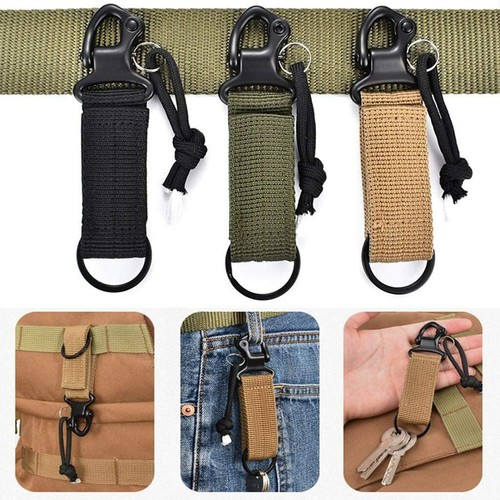 Tactical Camping Molle Key Ring Webbing Keychain Clip Carabiner Backpack Hook US - Picture 2 of 24