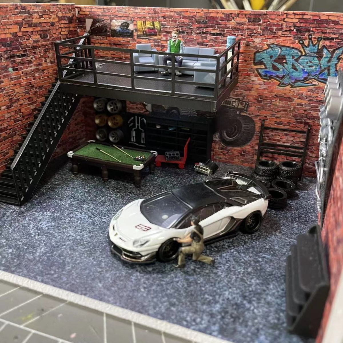 Étagère à Outils Miniature 1:64 En Résine Pour Scène De Garage - Affichage Pour Voitures Maquettes