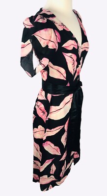 Diane Von Furstenberg Lips nocturnal view wrap dress