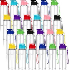 24 Plastic Water Bottles for Kids Bulk 17 oz Reusable Leak Proof Sports Bottles