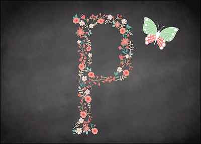 Chalk Letter Initial P  Personalised Printed Certificate