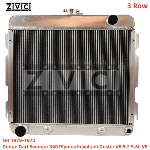 3Row Radiator For 1970-1972 71 Dodge Dart Swinger 340 Plymouth Valiant Duster V8
