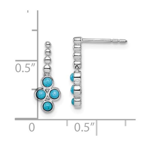 15.7mm 14k White Gold Simulated Turquoise Earrings - Picture 4 of 5