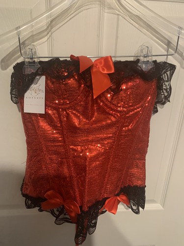 Neu Gänseblümchen Korsetts rot Pailletten sexy Teufel Tutu Kostüm Erwachsene Größe Small