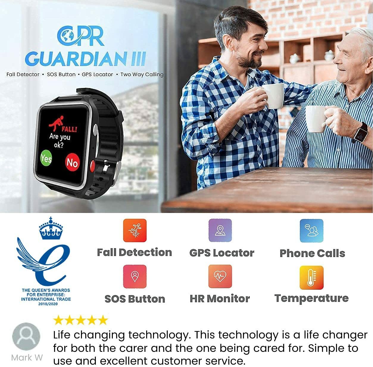 CPR Guardian 3 Elderly SOS Personal Alarm Watch with Fall Detection, GPS Tracker - Picture 3 of 11