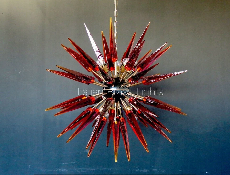 Lámpara de techo italiana Sputnik de acrílico de cristal de Murano de mediados de siglo hecha a mano Foto 2 de 4