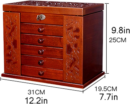 Scatola Portagioie Grande Scatola Di Gioielli in Legno / Custodia for Gioielli C - Foto 2 di 12