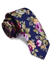 Fashion 2.4"  6cm  Floral Skinny Tie for Men Slim Flower Navy/Olive/Pink/Red