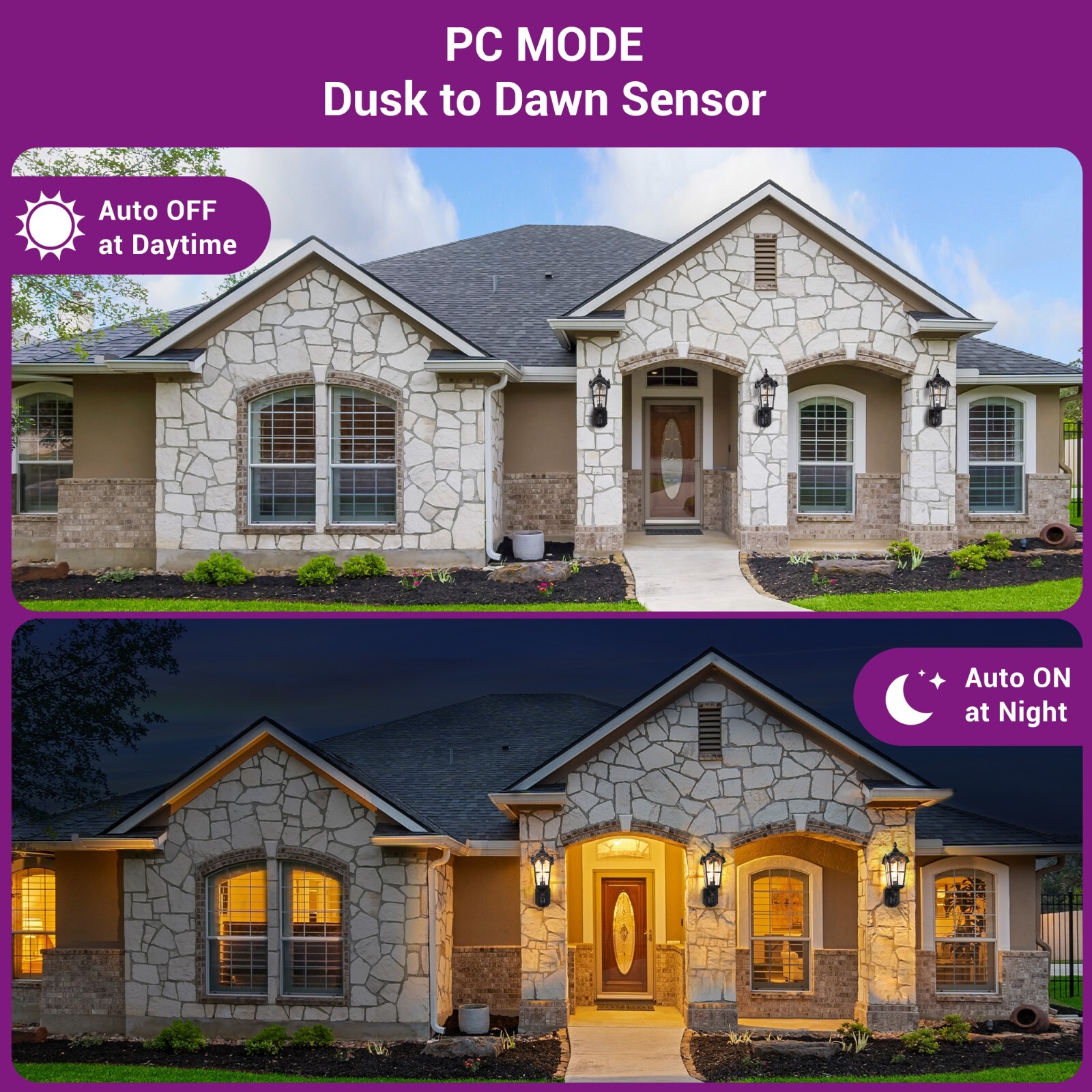 EDISHINE Outdoor Wall Light with Dusk to Dawn and Motion Sensor Waterproof