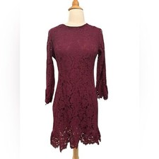 Lulu’s Women’s Burgundy Lace Mini Dress w/ Slip Underlay-size medium