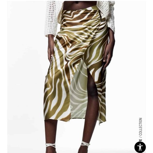 Zara Women's Sz S NWT Animal Print Pareo Skirt Olive Zebra Striped Satin Midi | eBay Zara Women's Sz S NWT Animal Print Pareo Skirt Olive Zebra Striped Satin Midi | eBay