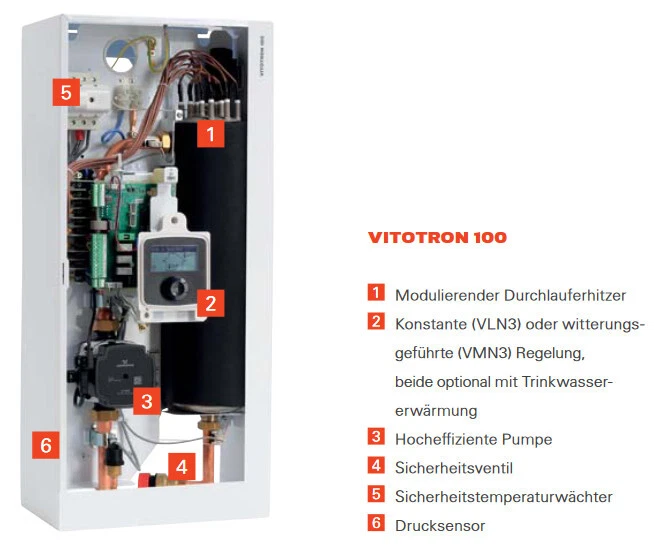 Viessmann Elektroheizung Vitotron-100 Stromheizung Elektro Heizgerät 4 8 12 24kW - Bild 2 von 4