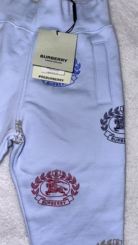 BURBERRY SWEATPANTS PANTS KB4 SIDNEY PALE BLUE BOY’S 4Y - Picture 2 of 7