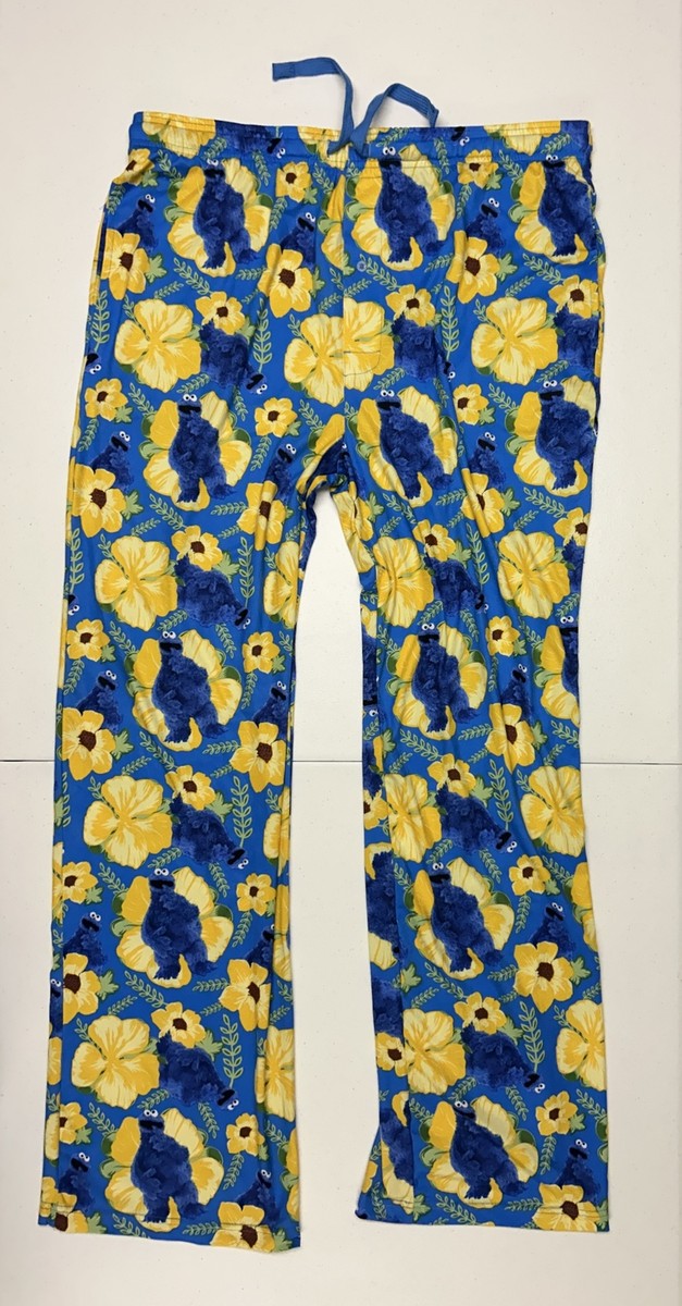 Sesame Street Cookie Monster Floral Pajama Lounge Sleep Pants
