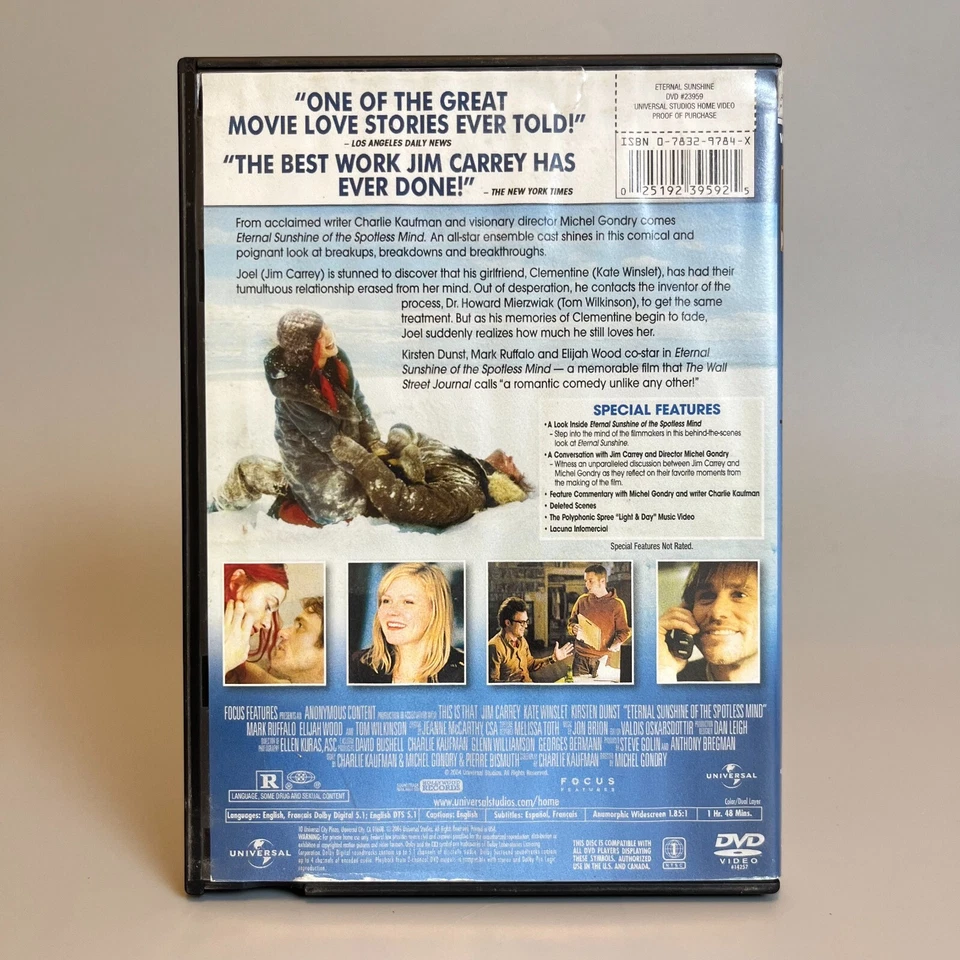 Eternal Sunshine of the Spotless Mind DVD 2004 Movie Jim Carrey Kate Winslet - Image 4 of 4