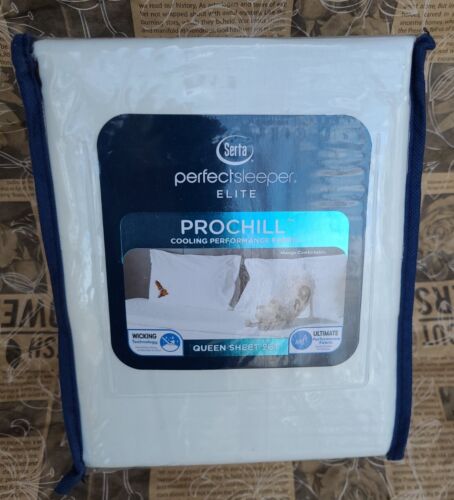 SERTA ELITE PROCHILL SHEET SET QUEEN COOLING PERFORMANCE WICKING SOFT FITS 14”