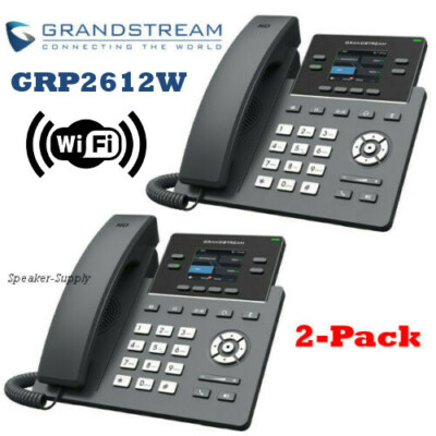 2 Grandstream GRP2612W 2-Line 2 SIP Office IP Phone Opus w/ Power Supply WIFI