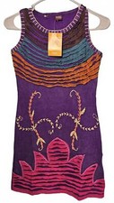 K.P.C. Women's Colorful Handmade in Nepal Bohemian Embroidered Dress Small