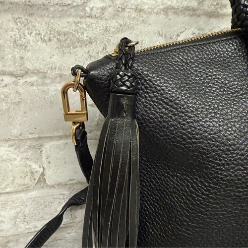 Bolso de cuero Tory Burch Taylor negro mango trenzado correa extraíble - Imagen 3 de 13