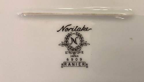 Vtg NORITAKE RANIER 6909 13.5" Oval Serving Platter White Floral & Silver Trim - Picture 9 of 10