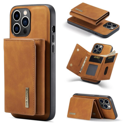 Brown DG.Ming M2 Magnetic Shockproof Case with Wallet For iPhone 15 Pro