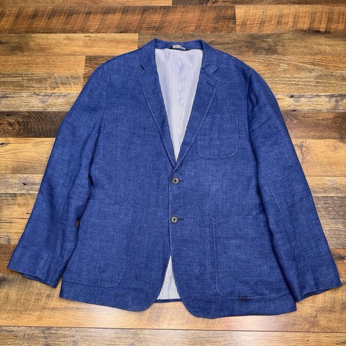 Banana Republic Modern Slim Fit Linen Blazer 42 Short Blue Sport Coat