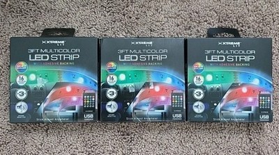 3 Xtreme Lit Multicolor Led Strips With Adhesive Backing 3 Ft USB Powered