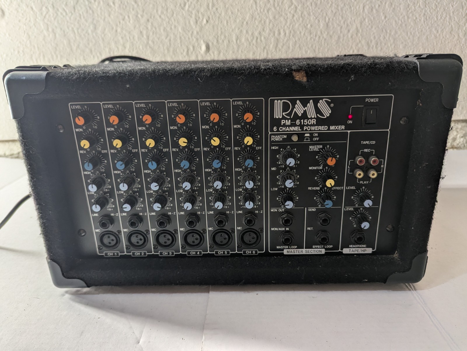 RMS PM-6150R - 6 Channel Powered Mixer - 150W Powered Mixer. live stidio rock