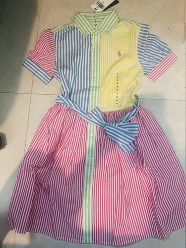 Neu Polo Ralph Lauren Kinder Mädchen gestreift Baumwolle Fun Shirtkleid C Nantucket Größe 8 - Bild 2 von 3