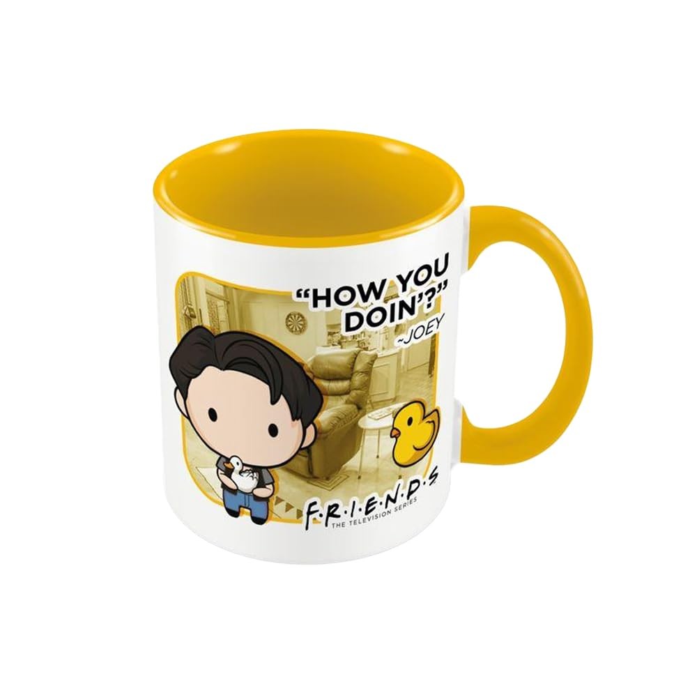Friends How You Doin? Chibi Joey Tasse (Einheitsgröße) (weiß/gelb) One Size Weiß