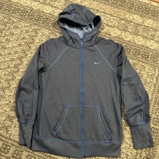 Nike Hoodie Women's M Gray Therma-Fit Training Sweatshirt Full Zip Jacket Active