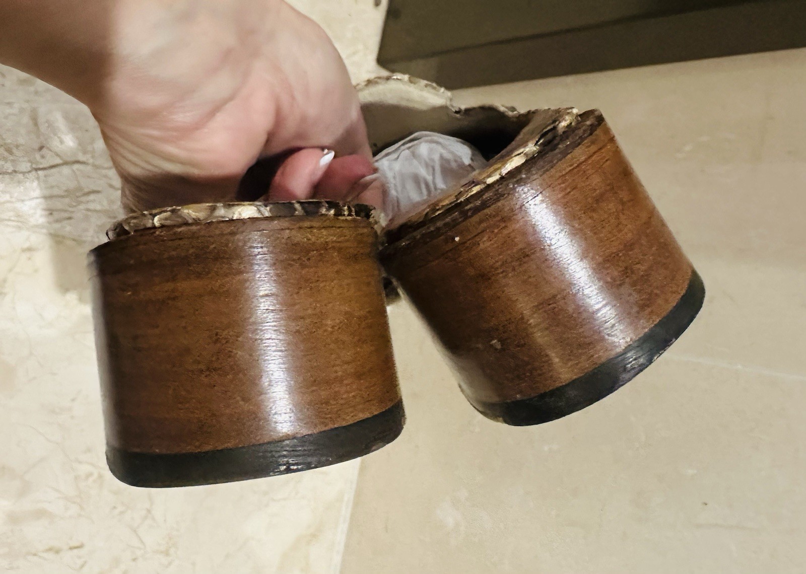 Rocco P Python Snakeskin Leather Slides Size 7 EU… - image 7