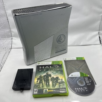 Lot Xbox 360 S Halo Reach Silver Console + Hard Drive + Disc UNTESTED READ