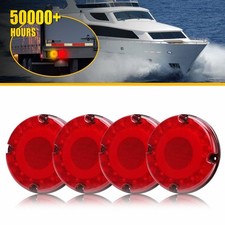 4x 7" Red Round Tail LED Light Brake Turn Signal Lamps DRL For Truck Trailer Bus