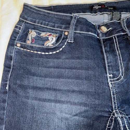 Love Indigo Donna Denim Capris TAGLIA 6 30” Vita Strass Ricamato Nuovo con etichette - Foto 7 di 15