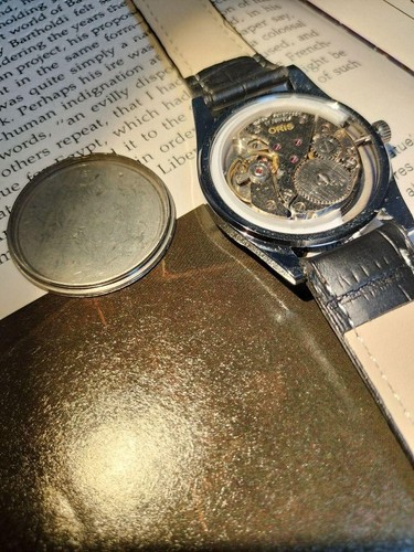 m65 Oris Vintage Donald Duck HandWind Watch Blue Leather Strap 44mm Case - 第 6/6 張圖片