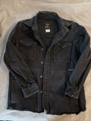 Superdry Womens Shacket Denim Shirt 6 Frayed Embroidered Grunge Utility Gorpcore
